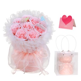 RIDDSEE Artificial Soap Flowers Preserved Roses Bouquet Gift for Women Mom Wife Girlfriend Grandma on Birthday, Mother’s Day, Anniversary, Valentine’s Day, Christmas (Pure Pink)