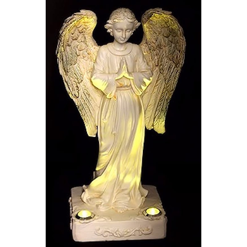 JAYXC HOME Praying Angel Solar Powered Yellow LED Outdoor Decor