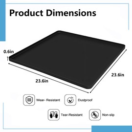 Mini Fridge Silicone Mat, 23.6x23.6x0.6 Inch Mini Refrigerator Protects Equipment from Leaks and Spills Under The Mat, Providing Final Floor Protection for Appliances