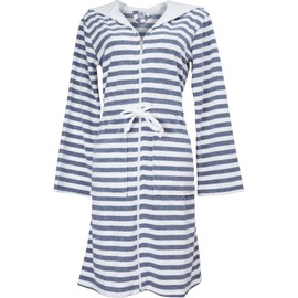 Erwin Müller Women’s Light Terry Towelling Bathrobe with Hood, Lightweight Dressing Gown, Sauna Gown with Zip and Drawstring, Two Pockets