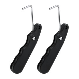 2pcs Hockey Skate Tightener, Foldable Shoe Lace Puller Anti-Slip Stainless Steel Ice Skates Lace Tightener Portable Shoe Lace Tightening Tool for Lacing Up Boots Accessories(Black)