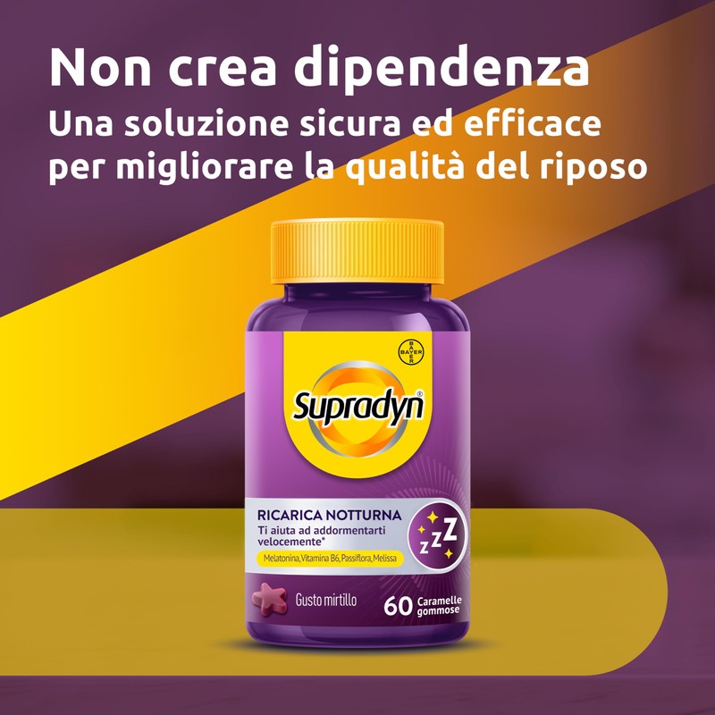 Supradyn Ricarica Notturna, Melatonina Per Dormire, con Vitamina B6, Passiflora