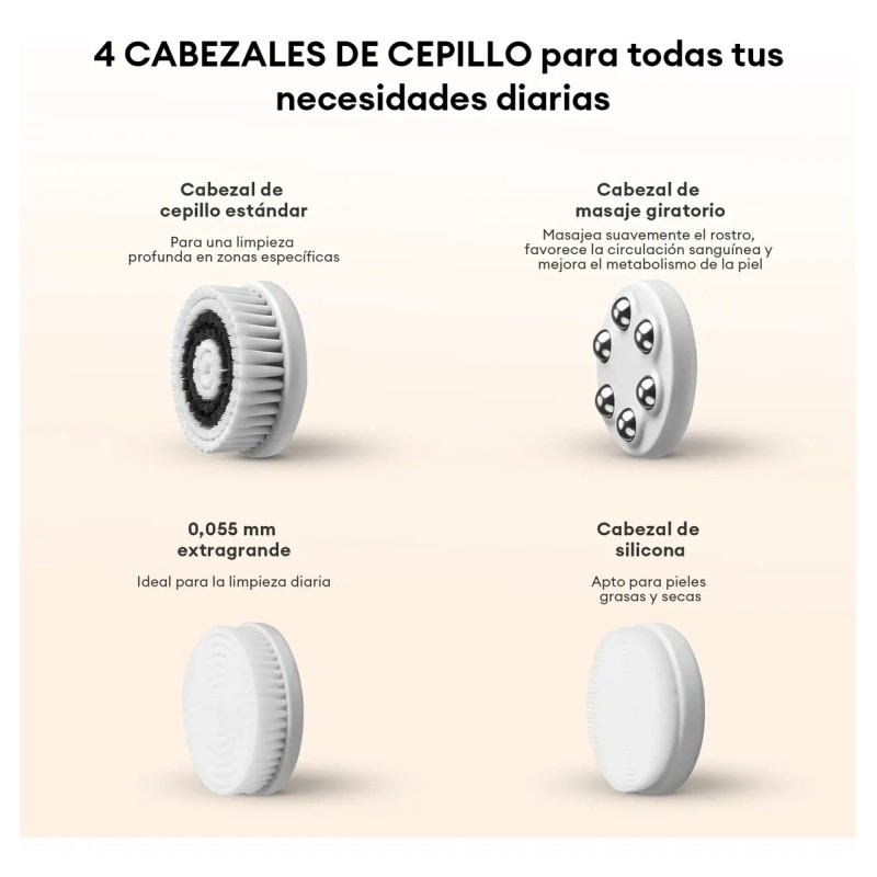 Cepillo Facial Eléctrico Limpiador Exfoliante Inalámbrico