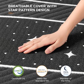 Sweetnight Portable Tri Folding Mattress Foldable - 4-inch Foldable Mattress with Removable & Breathable Cover | Comfy Soft Double-Sided Tri-Fold Mattress |Star Pattern （Queen）