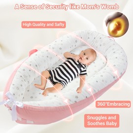 JOLLITO Baby Lounger for Newborn, Breathable Soft Baby Nest Co Sleeper for Baby 0-24 Months, Portable Infant Lounger Baby Floor Seat for Home and Travel,Babies Essentials Gifts