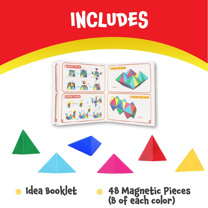 POPULAR PLAYTHINGS Tri-Mags Magnetic Puzzle Toy, Pyramid Stacking Blocks for