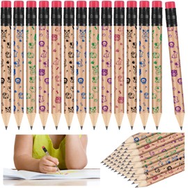 Gilprop 100 Pcs My First Pencil Easy to Hold Thin Pencils Presharpened Wooden HB Pen with Erasers Beginners Prizes Supplies(Cute)