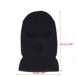 Balaclava Face Mask 3-Hole for Cold Weather, Winter Ski Mask for Men and Women Thermal Cycling Mask MK3 Black