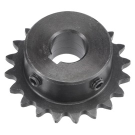 sourcing map Sprocket with 20 Teeth Type B Single Strand 1/4 Inch Pitch 12 mm Bore Black Oxide Carbon Steel C45 with Adjusting Screws for ISO 04C