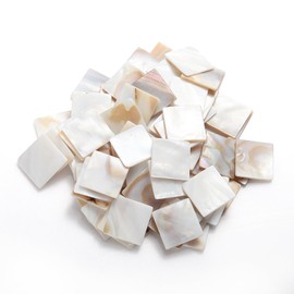 BIMUYI 350Pcs Mother of Pearl Mosaic Tiles, Shell Mosaic Pieces, Square Decorative Mosaic Supplies