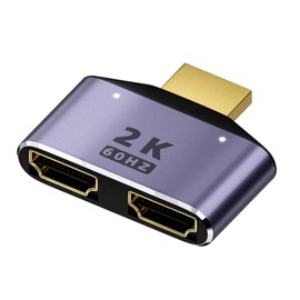 Gorise Hdmi 2-Way Bi-Directional Splitter 2k@60hz - 1 Male To 2 Female Switcher Adapter With Lcd Indicator Aluminum Alloy Housing For Pc/Ps/Projector