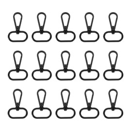 sourcing map 15Pcs Swivel Clasps, 0.98 Inch Oval Ring Lobster Clasp Claw Metal Push Gate Snap Hook for Purse Making Keychain Belt Strap, Black