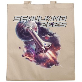 Shirtracer - Cotton Bag - First Day of School & First Day of School Gift Gym Bag - School Child 2024 Space Shuttle Galaxy Space, 1 natural white