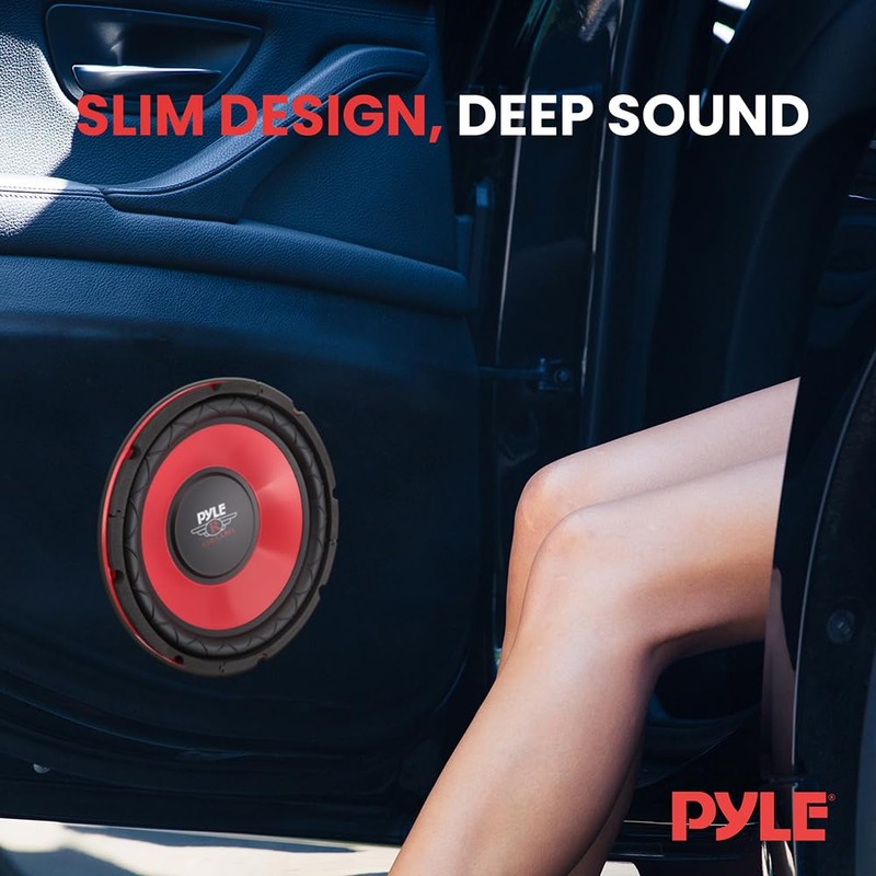 Pyle Car Vehicle Subwoofer Audio Speaker - 10 Inch Red