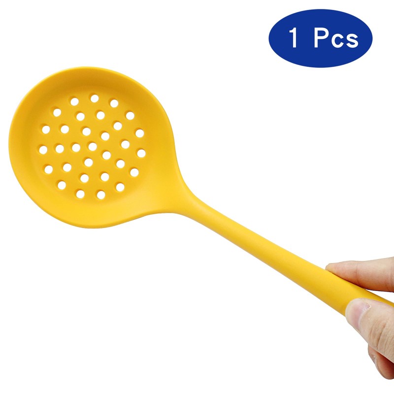 BokWin 1 Pcs Round Slotted Spoon Heat Resistant Silicone Strainer