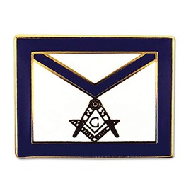 Square & Compass Master Mason Apron Masonic Lapel Pin - [Blue & White][3/4'' Wide]