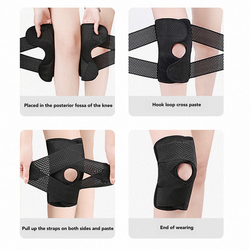 7611 Sports Kneepad Black Breathable Knee Compression Sleeve Adjustable Compression