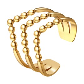 JewelryWe V Shaped Open Ring: Stylish Bohemian Chevron Rings Stainless Steel Gold Silver Plated Stackable Non-tarnishing Thumb Rings for Women Teen Girls