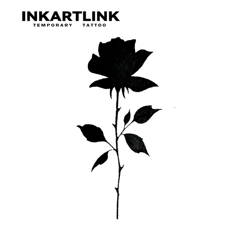INKARTLINK Cell Colored Tattoo Stickers, Black Rose, Temporary Tattoos, Set