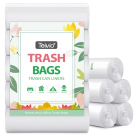 Bolsas de basura fuertes de 5 galones, 50 unidades, bolsas de basura de Teivio, bolsas de basura de baño, bolsas de plástico pequeñas para la oficina en casa, cocina, transparente