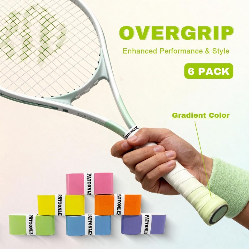 PATTONLEX Tennis & Pickleball Overgrip Tape – 6 Pack Gradient