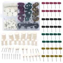 TETEWEVER 140 PCS Wollfilz Scheuerschwamm Polierscheiben Set Polieraufsatz Akkuschrauber Dremel Polierset Wollfilz Montierter Dorn Polierset Schleifmittel Polierscheiben für Dremel Rotationswerkzeuge