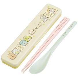 Skater CCS3SAAG Silver Ion Ag+ Antibacterial Sumikko Gurashi Cat Gourashi Chopsticks & Spoon Set, Made in Japan, 7.1 inches (18 cm)
