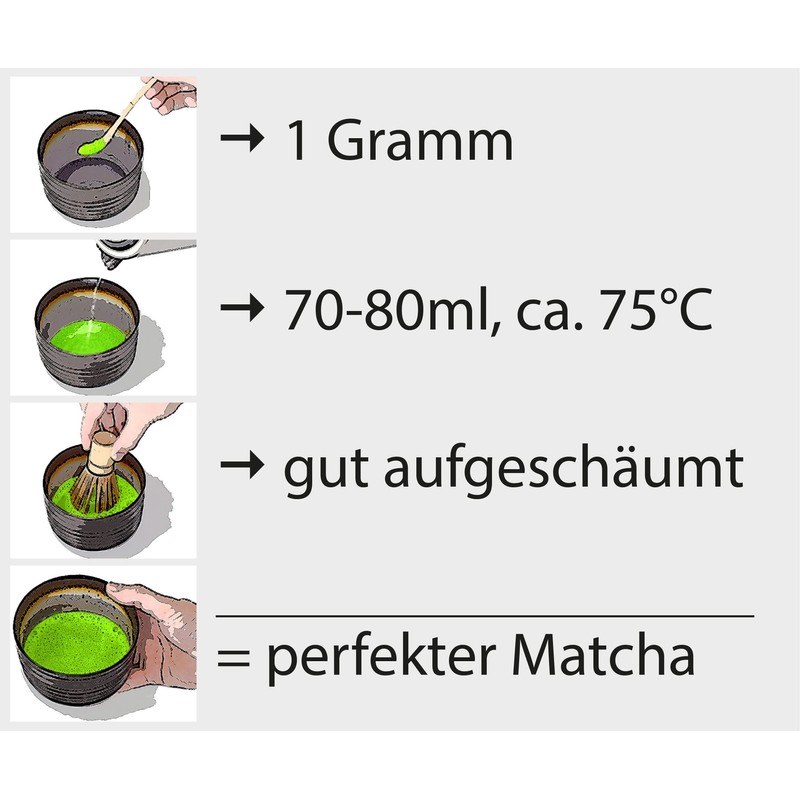Matcha-Set 3-teilig moosgrün,bestehend aus Matcha-Schale, Matcha-Löffel und Matcha-Besen (Bambus) in