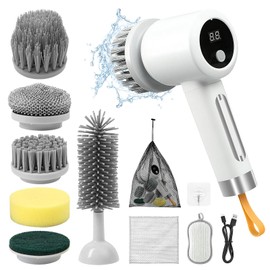 Electric Brush for Cleaning, Wireless Cleaning Brush Electric for Household with 6 Brush Heads, 3-Speed Integrated Transmission, Electric Cleaning Device for Bathroom, Tiles, Showers, Kitchen