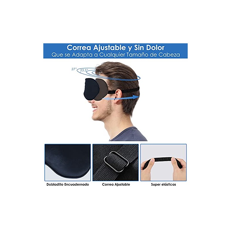 SlowTon Antifaces para Dormir, Suave Seda Cómoda Correa Ajustable