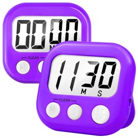 2 Pack Digital Kitchen Timer for Cooking Big Digits Loud Alarm Magnetic Backing Stand Cooking Timers for Baking Purple
