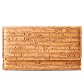 Corkor Vegan Cork Wallet for Women Slim for Cards Bifold Multi Card Holder with Zipper Pocket, zebra, M, card holder