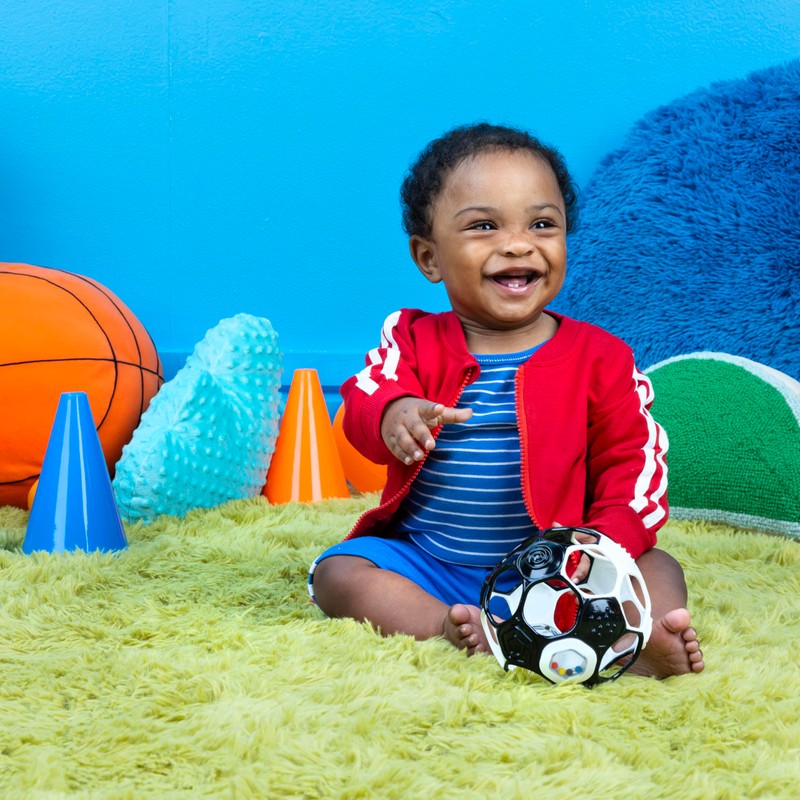 Bright Starts Oball Grippin' Goals Rattle Soccer Ball - Black