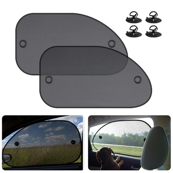 2 Pack Universal Car Window Shade, Cling Sunshade - Sun,
