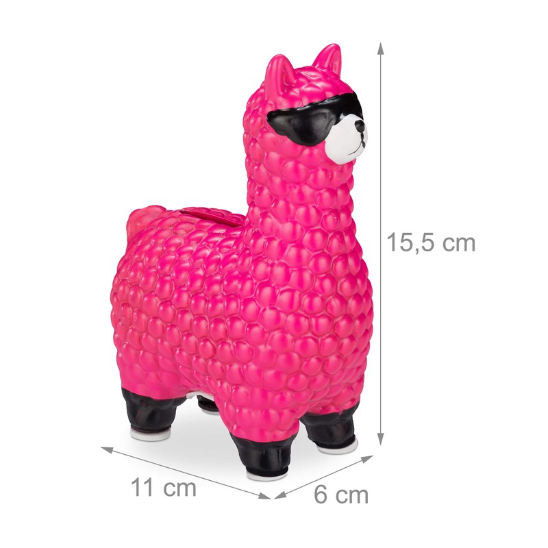 Relaxdays Lama Money Box with Sunglasses, Gift Idea & Decoration,