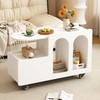 Merax Mobile 21.2" H End Table on Lockable Wheels,Cream Style