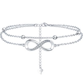 Sterling Silver Bracelet for Women Layered Infinity Bracelet Friendship Bracelet for Ladies Gifts Birthday Cubic Zirconia Tennis Bracelets for Women