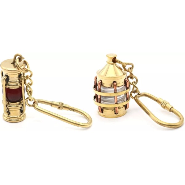 Keychain Set Medieval Sea Lantern and Oil Lamp Design Brass
