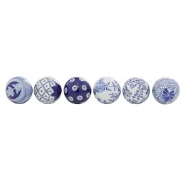 GLOBEDECOR Set/6 Blue Ceramic Orbs Decorative Balls Spheres Tray Vase Jar Fil Balls Orbs 3"