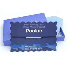 silwaver Sterling Silver Morse Code Bracelets for Women, Morse Code Inspirational Gifts Bracelets for Friends Sister (Pookie)