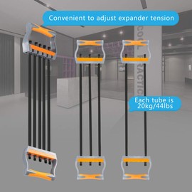 TOCO FREIDO Chest Expander, 5 Tubes Ajustable Arm Strength Trainer, Exercise Resistance Bands for Home Fitness Muscle Training (125lbs)