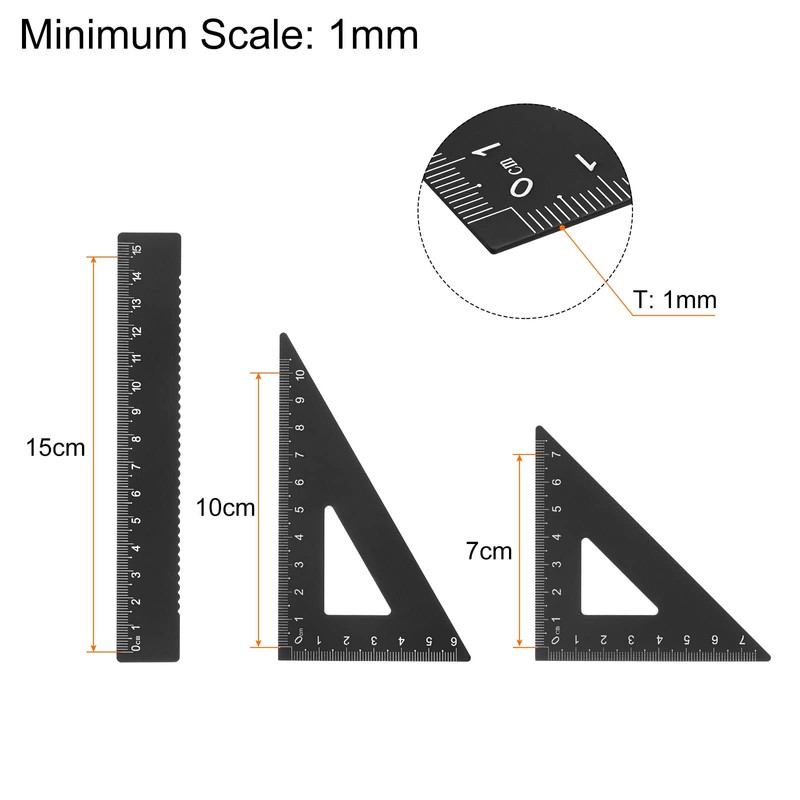 sourcing map 4-Piece Geometry Set 15 cm Metric Measure Laser