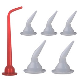 Red Long Curved Rubber Nozzle and 5 White Small Curved Rubber nozzles