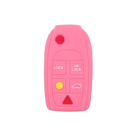 SEGADEN Silicone Cover Protector Case Holder Skin Jacket Compatible with VOLVO 5 Button Flip Remote Key Fob CV4781 Pink