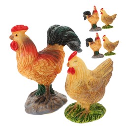 Outanaya 6Pcs Mini Chick Figurines Lifelike Rooster Hen Models for Garden Decor Compact Resin Chickens for Home Farmhouse Decorations Unique Micro Landscaping Ornaments