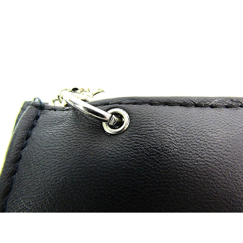 GENTS LEATHER WALLET AND CHAIN (086) (BLACK)