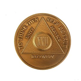 17 Year Bronze AA (Alcoholics Anonymous) - Sober / Sobriety / Birthday / Anniversary / Recovery / Medallion / Coin / Chip by Generic