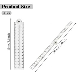 ZSRVAJ 4 Pcs Foldable Ruler, Ruler 30cm Folding, Folding Ruler, Ruler 15cm Geometric Measuring School Stationery Tool Transparent Straight Ruler Flexible Ruler Geometric Ruler for Office