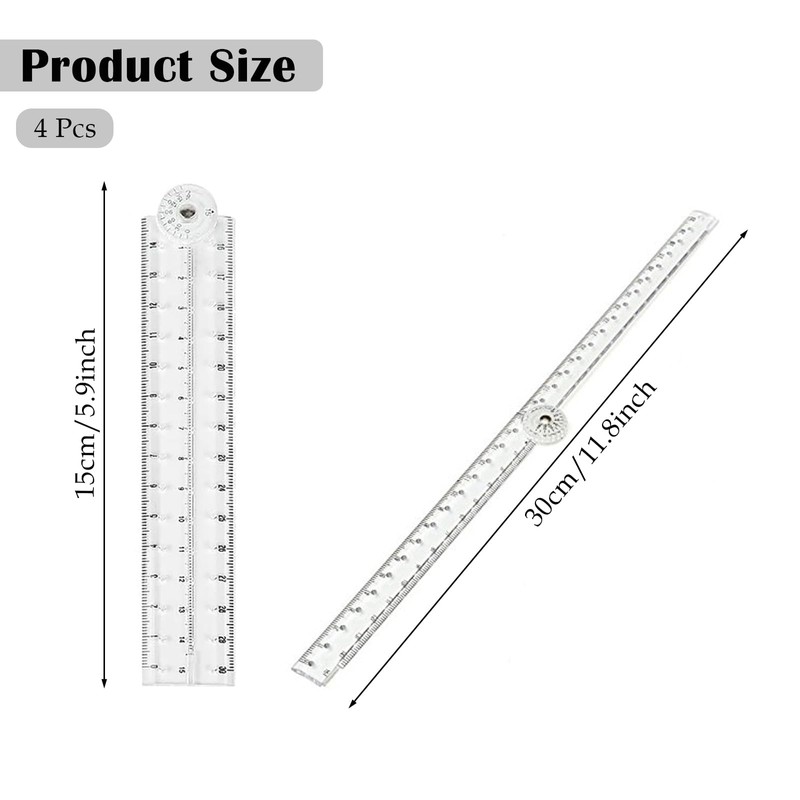 ZSRVAJ 4 Pcs Foldable Ruler, Ruler 30cm Folding, Folding Ruler,