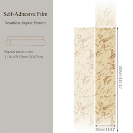 LiveInUrban Self-Adhesive Privacy Window Film Door Covering with Smokey Effect, Vintage Gold Cracked, 15.35"X118.11"